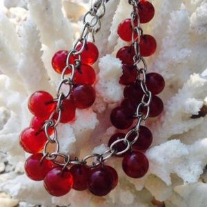 Cherry Red Glass Beaded Bracelet